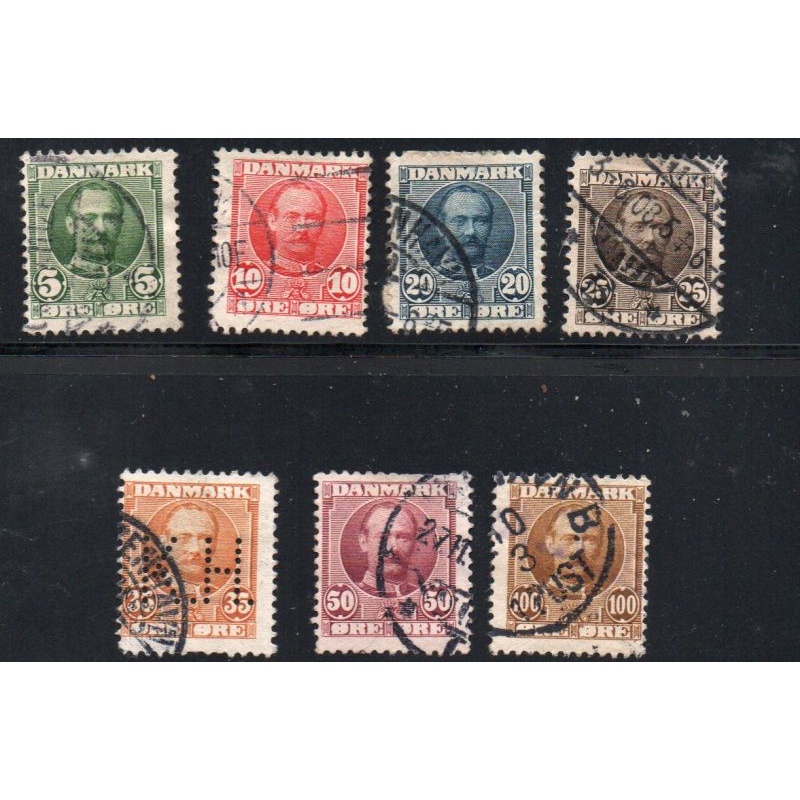 Denmark Sc 73-78 1907-12 Frederik VIII stamp set used