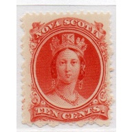 Nova Scotia Sc 12a 1860 10c vermilion on yellow paper Victoria stamp mint NH