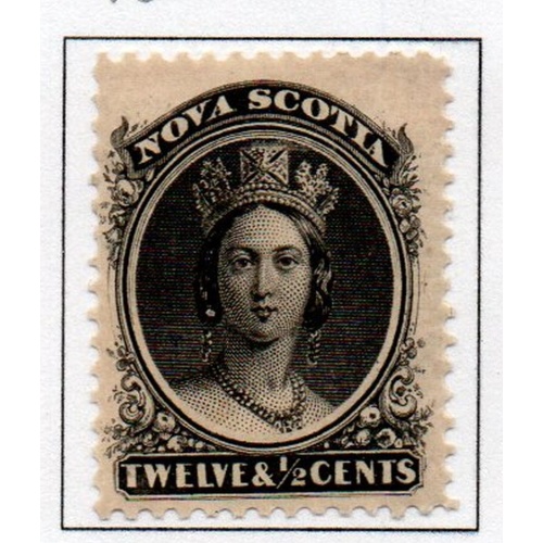 Nova Scotia Sc 13 1860 12 1/2c black Victoria stamp mint