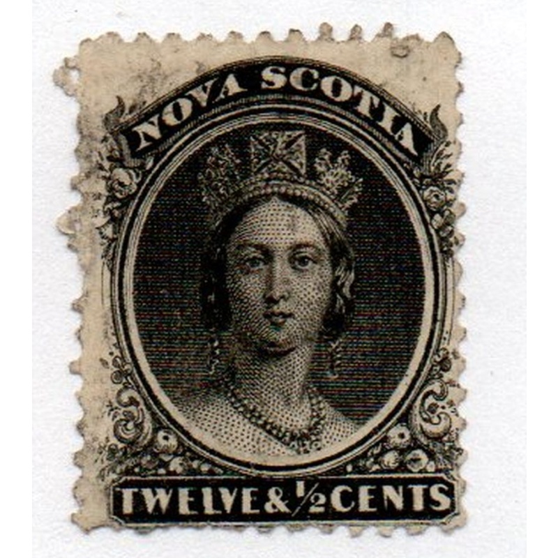 Nova Scotia Sc 13a 1860 12 1/2c black on white paper Victoria stamp used