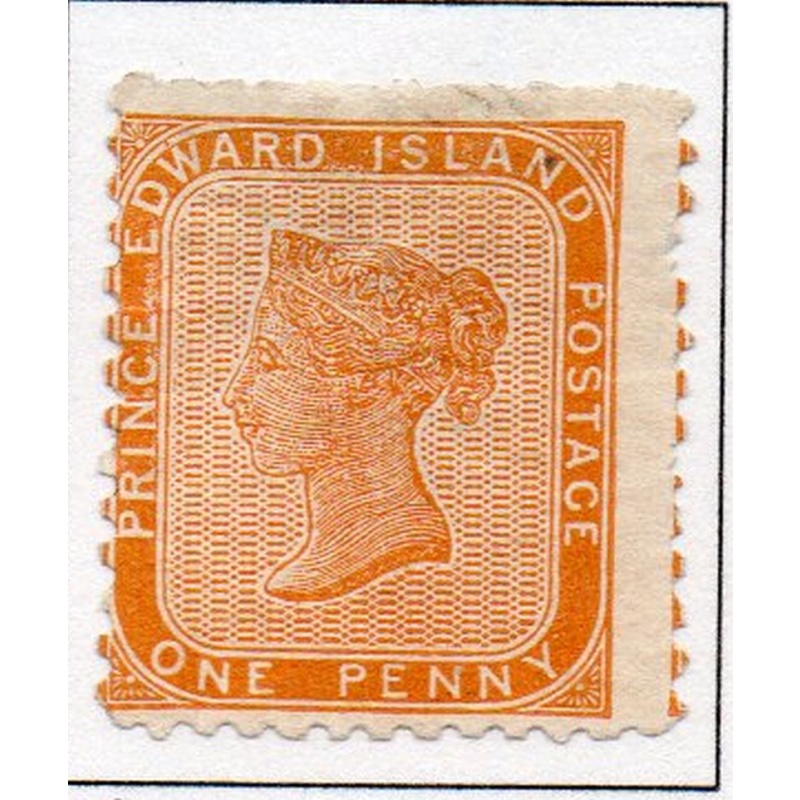 Prince Edward Island Sc 4 1862 1 d yellow orange Victoria stamp unused