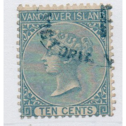 Canada Vancouver Island Sc 6 1865 10 c blue Victoria stamp used