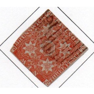 New Brunswick Sc 1 1850 3d red Heraldic Flowers stamp used # 16 cancel