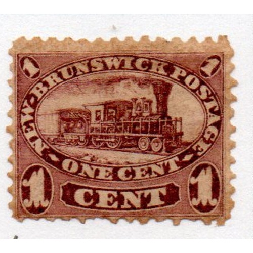New Brunswick Sc 6 1860 1c red lilac Locomotive stamp mint