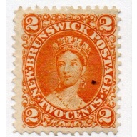 New Brunswick Sc 7 1863 2 cent orange Victoria stamp mint