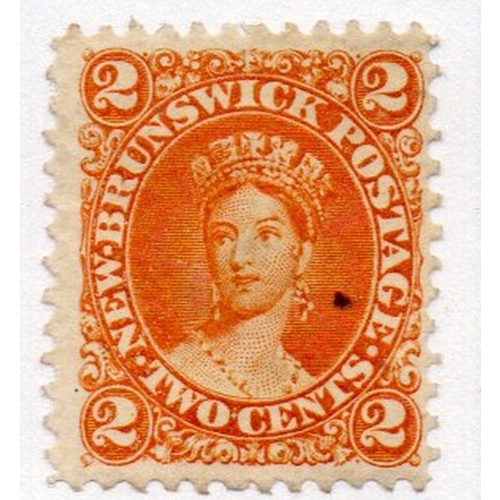 New Brunswick Sc 7 1863 2 cent orange Victoria stamp mint