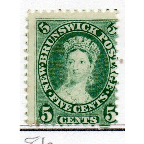 New Brunswick Sc 8a 1860 5 c blue green Victoria stamp mint