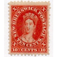 New Brunswick Sc 9 1860 10c vermillion Victoria stamp used