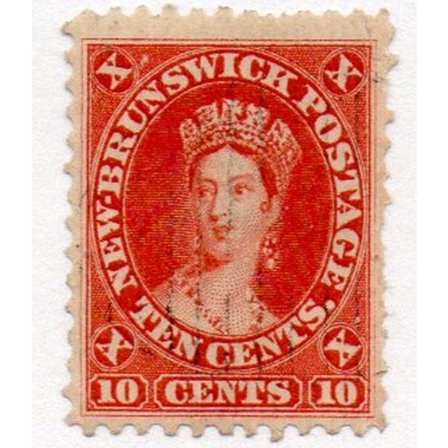 New Brunswick Sc 9 1860 10c vermillion Victoria stamp used