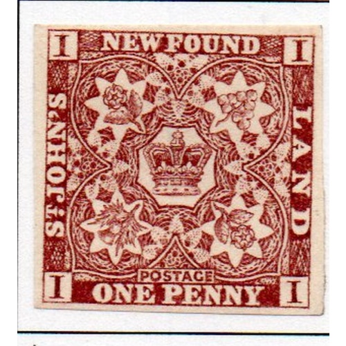 Newfoundland Sc1 1857 1d brown violet Crown &  Flower stamp mint