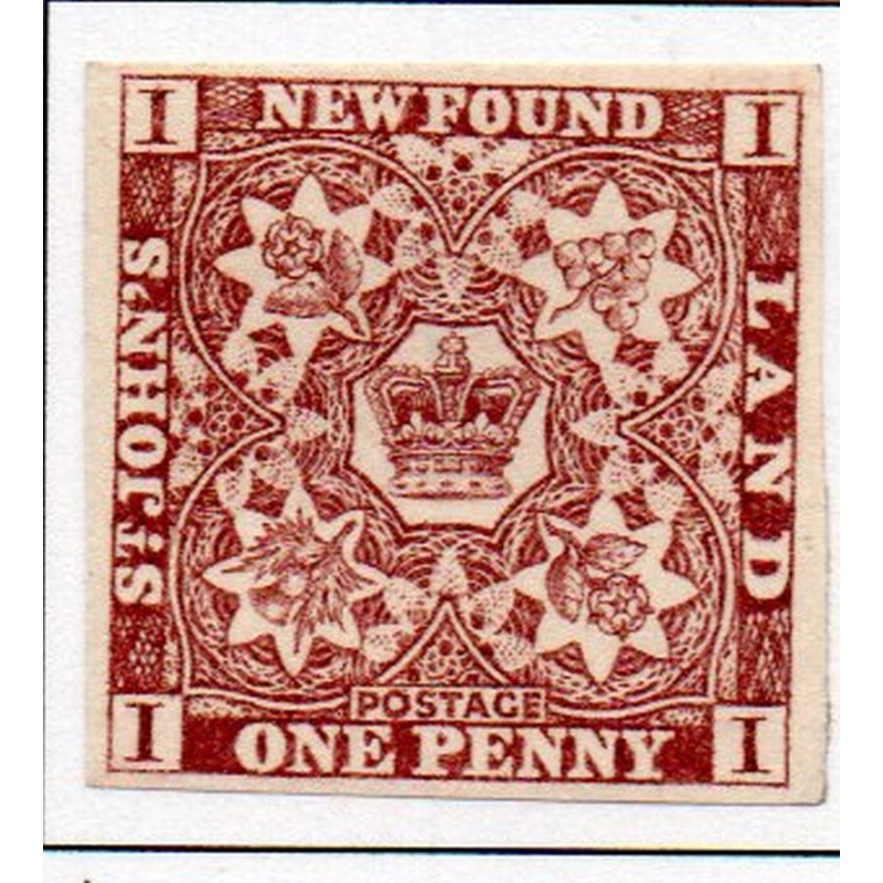 Newfoundland Sc1 1857 1d brown violet Crown &  Flower stamp mint