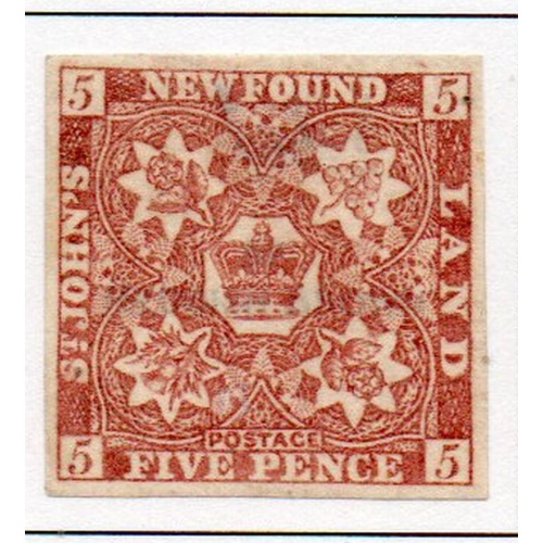 Newfoundland Sc 19 1861 5d  reddish brown Crown &  Flower stamp mint