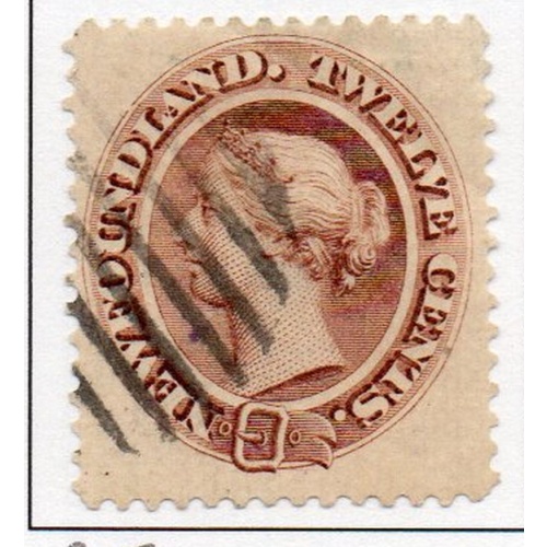 Newfoundland Sc 28 1870 12c pale red lilac Victoria stamp used