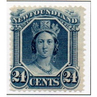 Newfoundland Sc 31 1870 24c Blue Victoria stamp mint