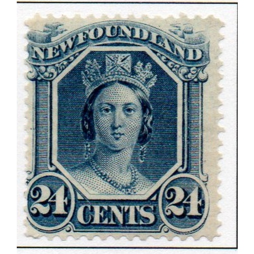 Newfoundland Sc 31 1870 24c Blue Victoria stamp mint