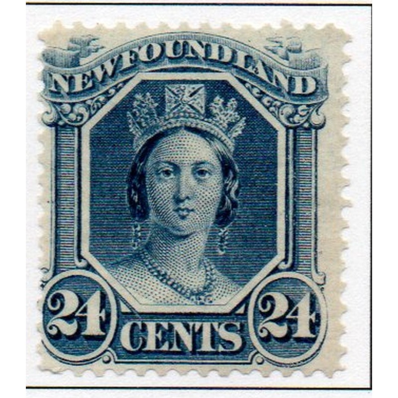 Newfoundland Sc 31 1870 24c Blue Victoria stamp mint