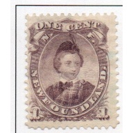 Newfoundland Sc 32 1868 1 c violet Prince of Wales stamp mint