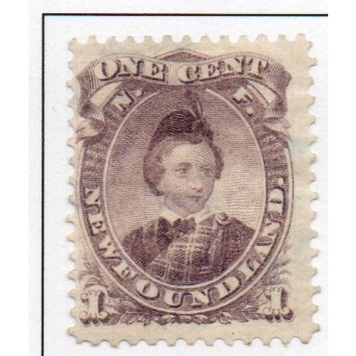 Newfoundland Sc 32 1868 1 c violet Prince of Wales stamp mint