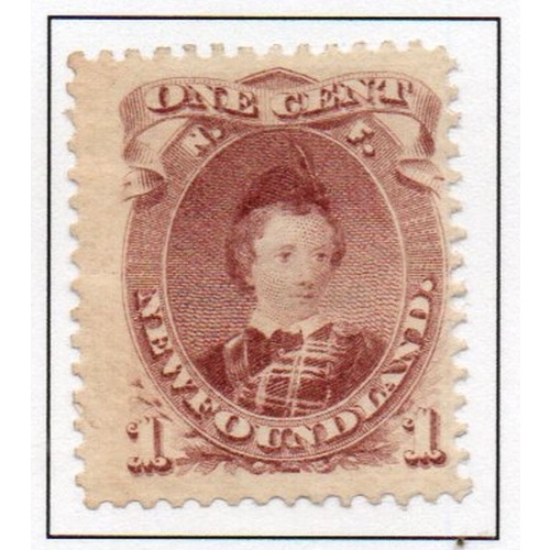 Newfoundland Sc 32A 1871  1 c brown lilac Prince of Wales stamp mint