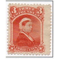 Newfoundland Sc 33 1870 3 c vermilion Victoria stamp mint