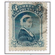 Newfoundland Sc 34 1873 3c blue vermilion Victoria stamp used