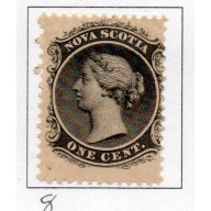 Nova Scotia Sc 8 1860 1 c black Victoria stamp mint