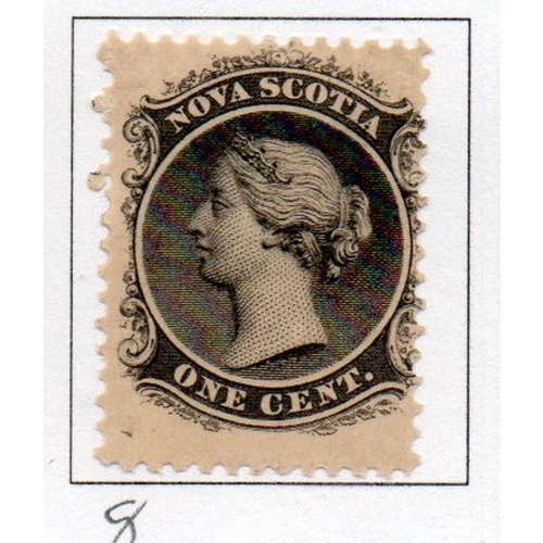 Nova Scotia Sc 8 1860 1 c black Victoria stamp mint