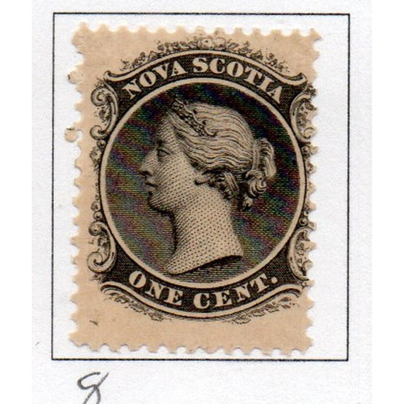 Nova Scotia Sc 8 1860 1 c black Victoria stamp mint