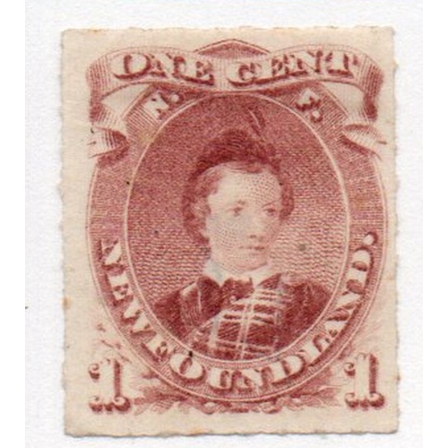 Newfoundland Sc 37 1877 1 brown lilac Pr of Wales stamp rouletted mint