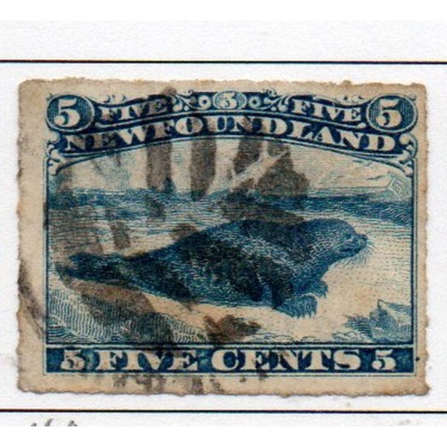 Newfoundland Sc 40 1879 5 cent blue Seal stamp rouletted used