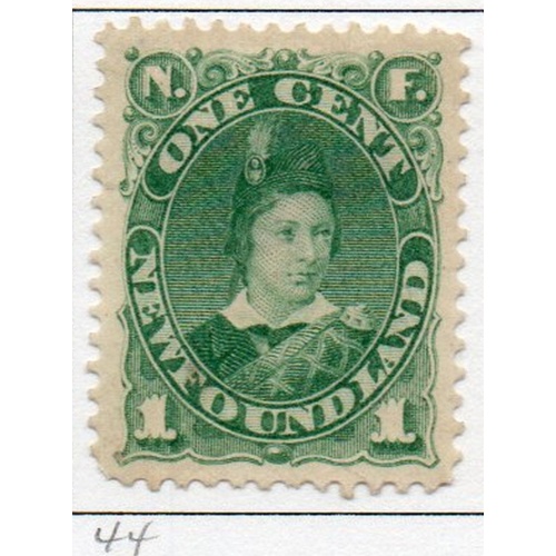 Newfoundland Sc 44 1887 1 c deep green Prince of Wales stamp mint