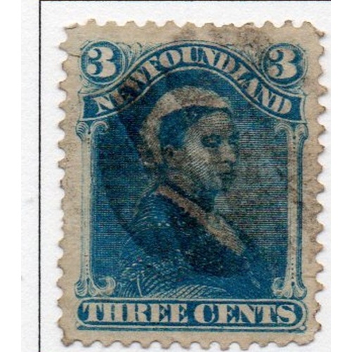 Newfoundland Sc 49 1896 3 c blue Victoria stamp used