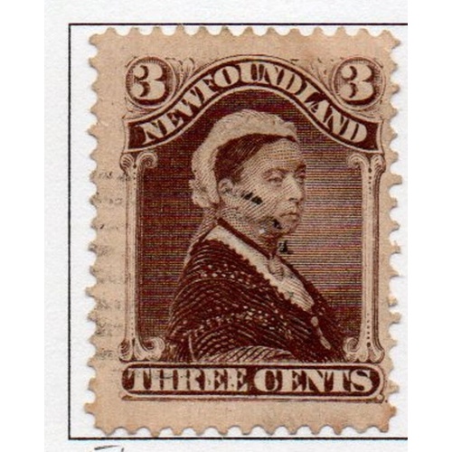 Newfoundland Sc 51 1887 3 c umber brown Victoria stamp used