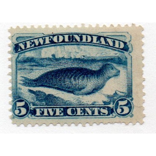 Newfoundland Sc 55 1894 5 c bright blue seal stamp mint
