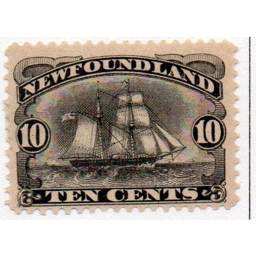 Newfoundland Sc 59 1887 10 c black Schooner stamp mint