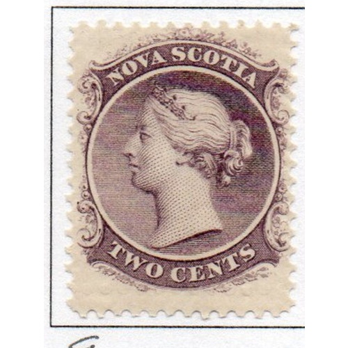 Nova Scotia Sc 9 1860 2c lilac Victoria stamp mint