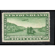 Newfoundland Sc C7 1931 50c Airplane over ship airmail stamp mint