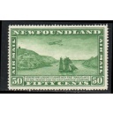 Newfoundland Sc C10 1931 50c Airplane over Ship watermarked airmail stamp mint