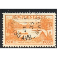 Newfoundland Sc C14 1933 10c Lands of Hearts Delight airmail stamp used