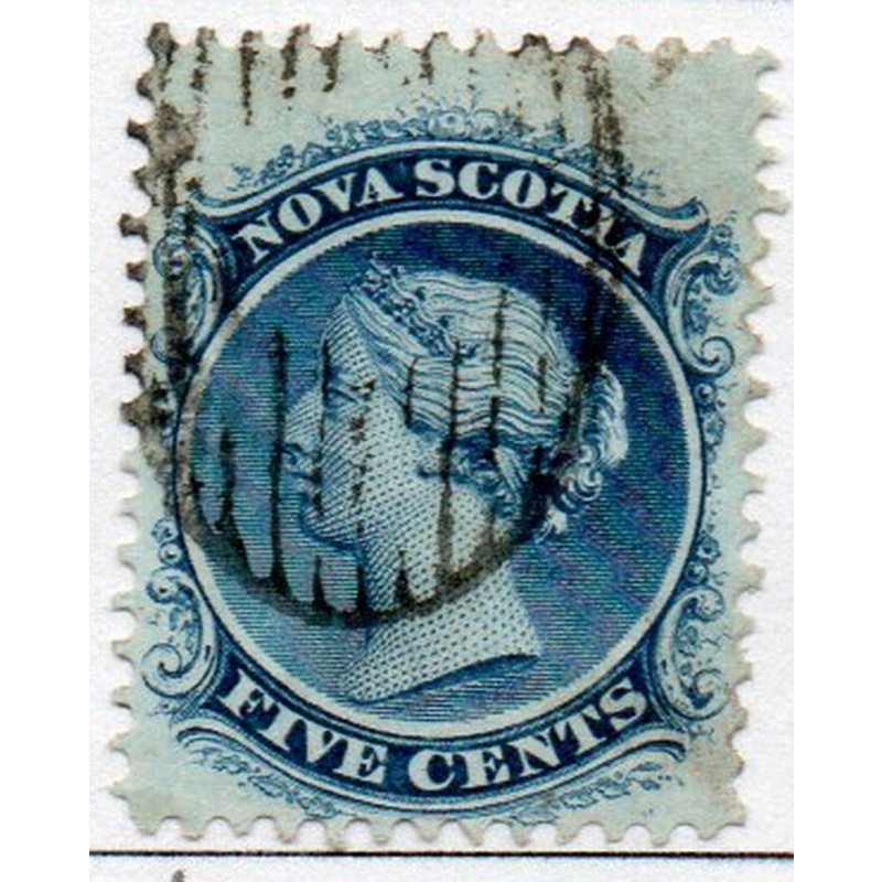Nova Scotia Sc 10 1860 5c blue Victoria stamp used