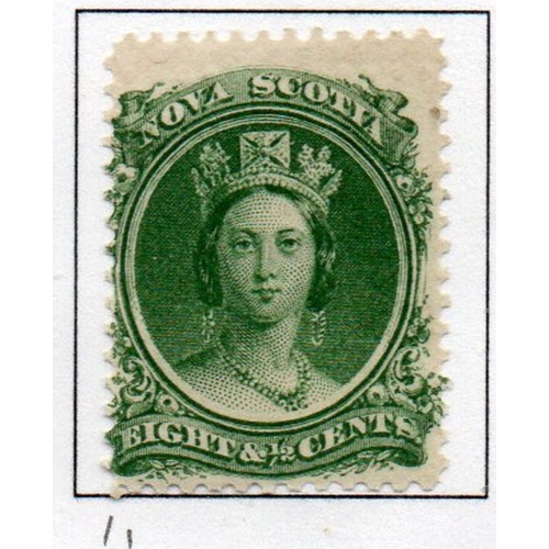 Nova Scotia Sc 11 1860 8 1/2c green Victoria stamp mint