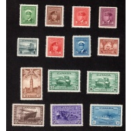 CANADA COMPLETE MINT VLH SET OF KGVI WAR ISSUE STAMPS SCOTT # 249 - 262 VF