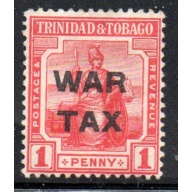Trinidad & Tobago Sc MR7 1918 1 d scarlet War Tax overprint stamp mint