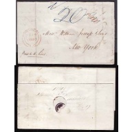 Canada-cover #12134-Stampless-to USA-Montreal,LC-Fe 19 1848-H/S red "PAID"