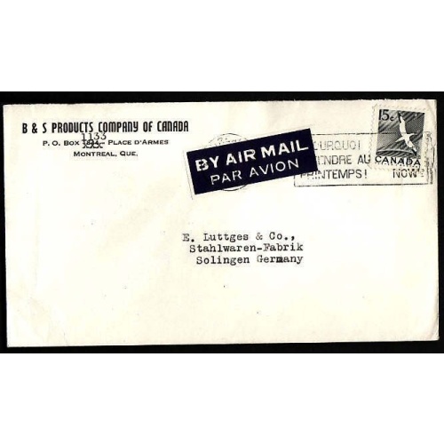 Canada-cover #9946 - 15c Gannet airmail to Germany - Montreal , PQ -15c franking pays the