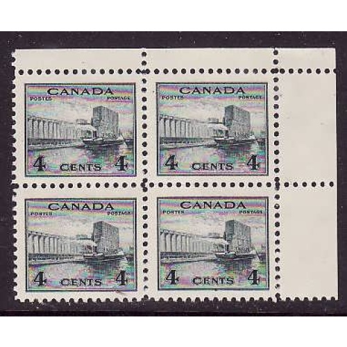 Canada-Sc#253- id4-unused NH 4c Grain Elevator block of 4-1942-