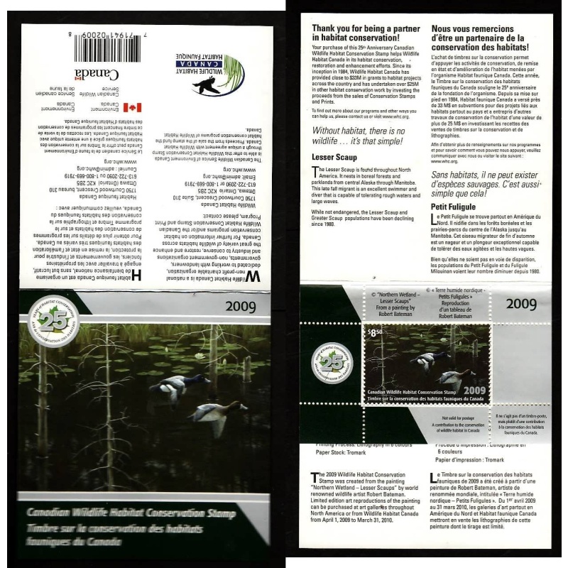 Canada-Sc#FWH25-unused NH Federal Wildlife Habitat booklet-Birds-Lesser