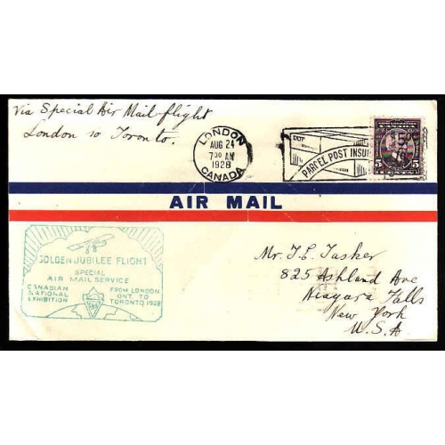 Canada-cover #13184-5c-AAMC 2837e-first flight London to Toronto-Aug 24 1928 -