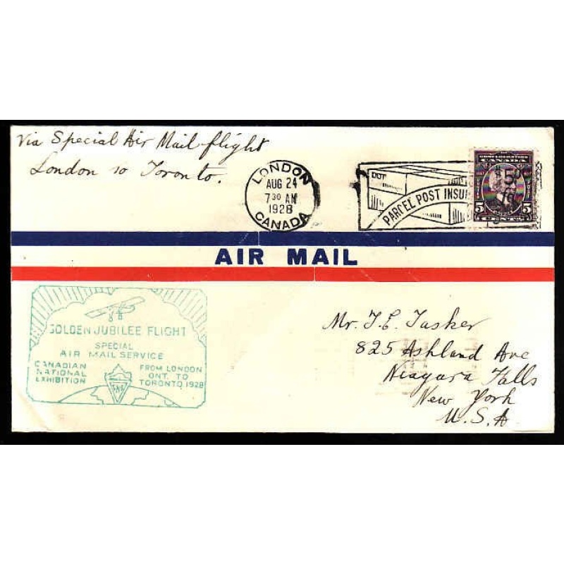 Canada-cover #13184-5c-AAMC 2837e-first flight London to Toronto-Aug 24 1928 -