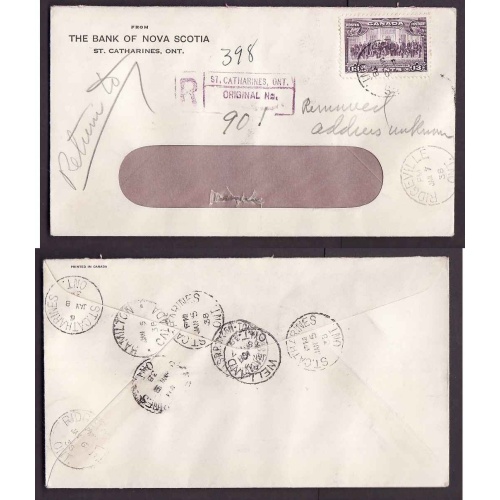 Canada-cover #4359c-13c-Lincoln Cnty-St. Catharines,Ont-Jan 5 1938-Rpo B/S Tor